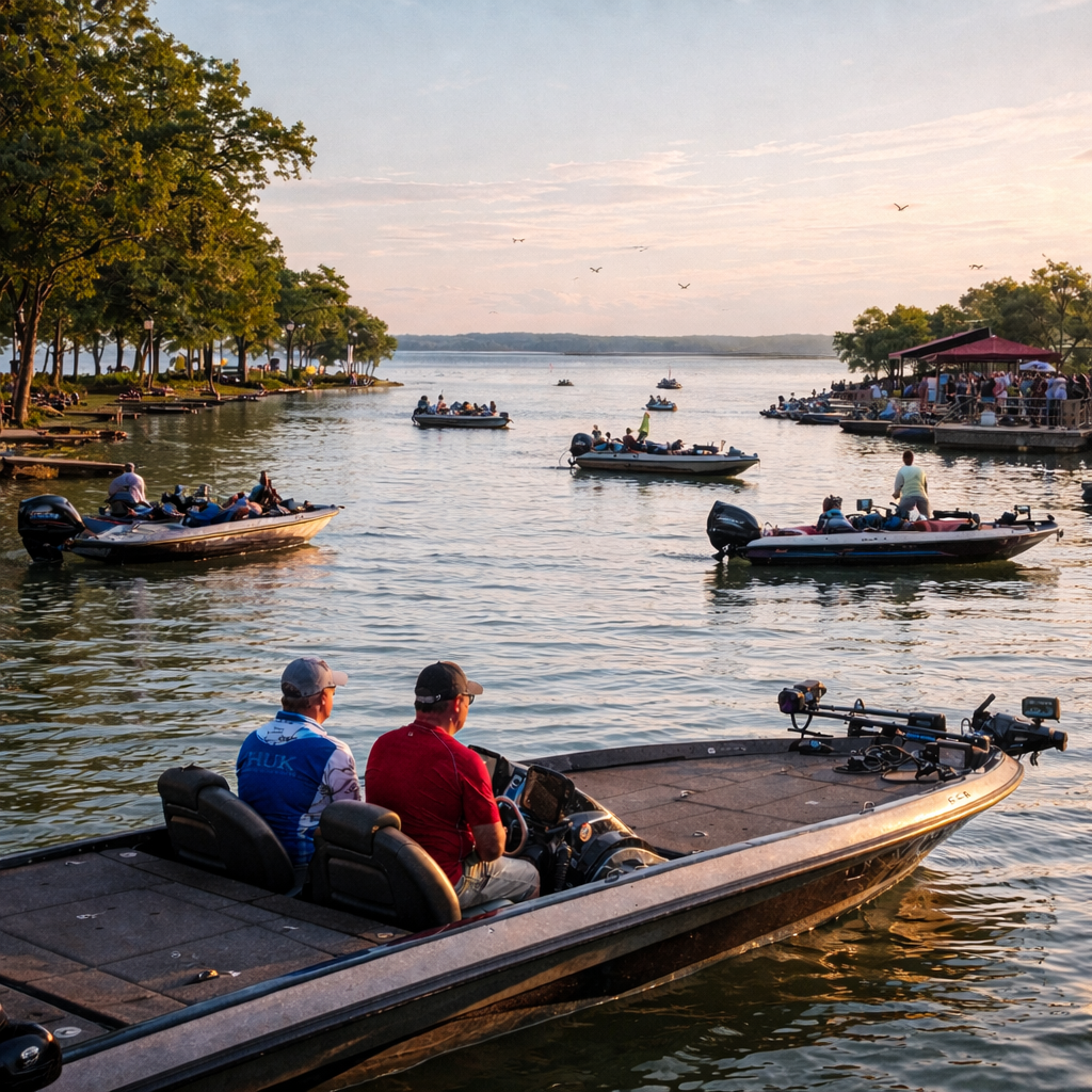 fishing at dawn by the lake